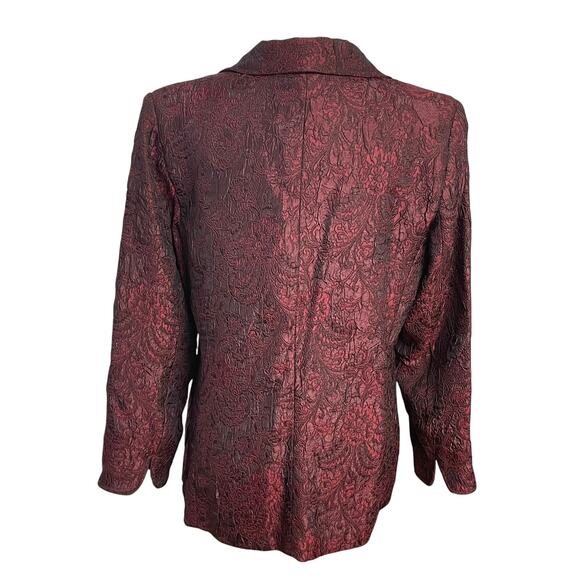 Coldwater Creek M Burgundy Jacket Blazer Notched Collar 3 Button - Picture 4 of 6